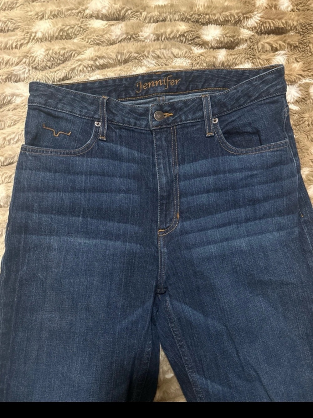 Kimes Ranch Dark Blue Straight Denim Jeans with Contrast Stitching - Picture 3 of 6